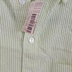 American Apparel Green Striped Casual Button Down Shirt